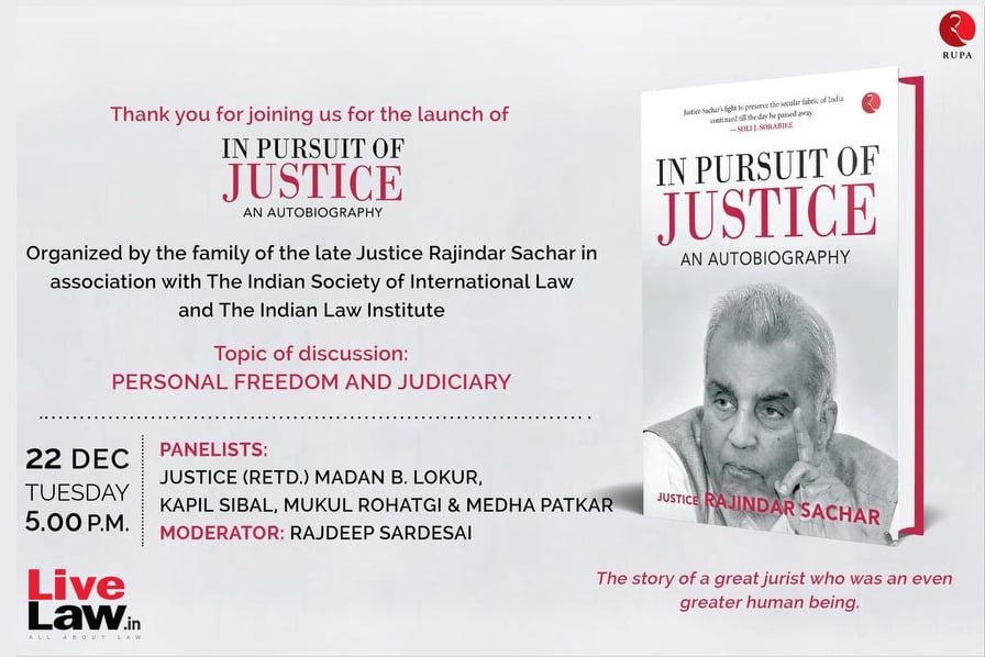 Book Launch And Discussion: "In Pursuit Of Justice" By Justice Rajindar Sachar [Justice Lokur,Medha Patkar,Kapil Sibal, Mukul Rohatgi In Conversation With Rajdeep Sardesai]