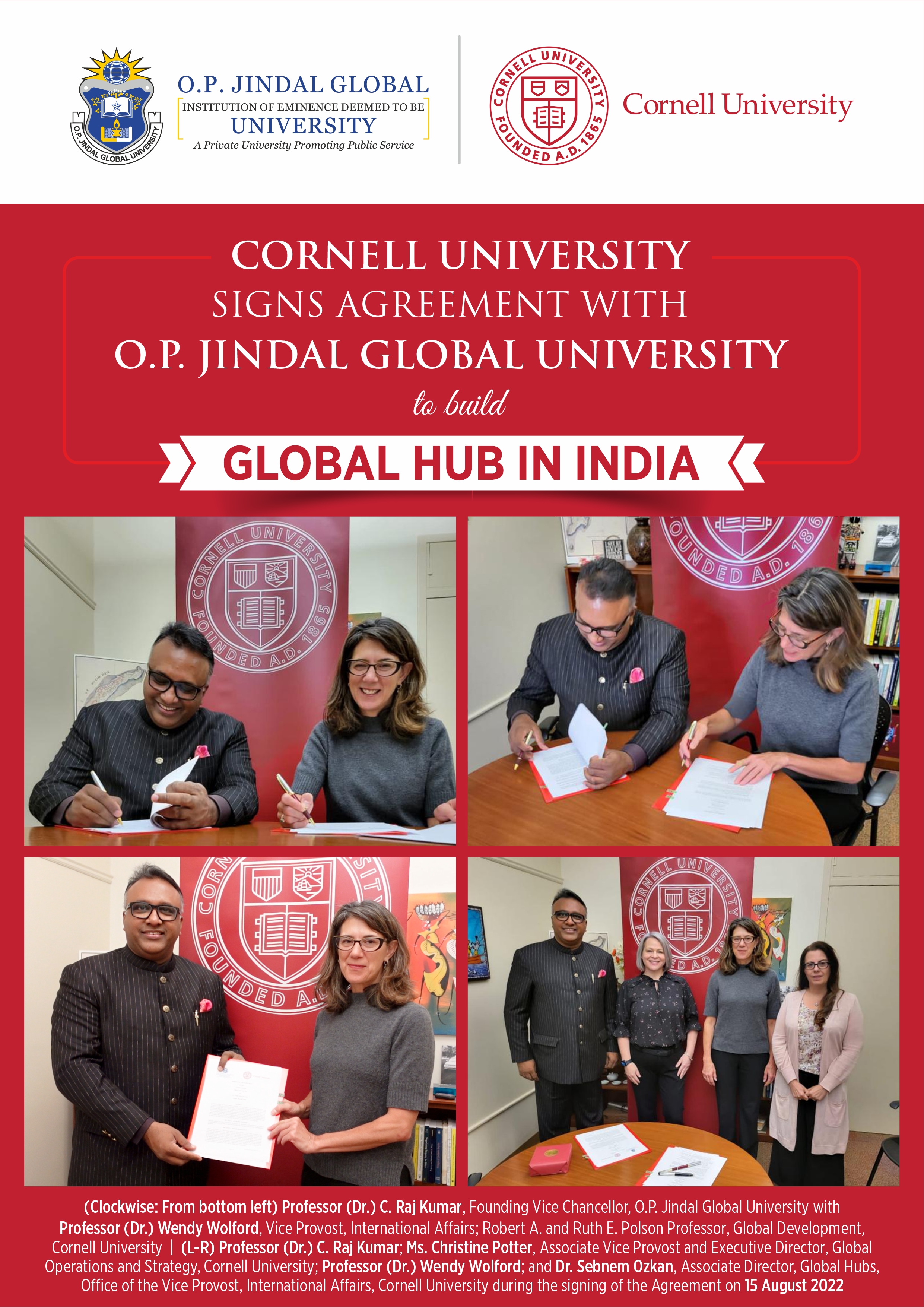 Cornell University Signs Agreement With O.P. Jindal Global University To Build Global Hub In India