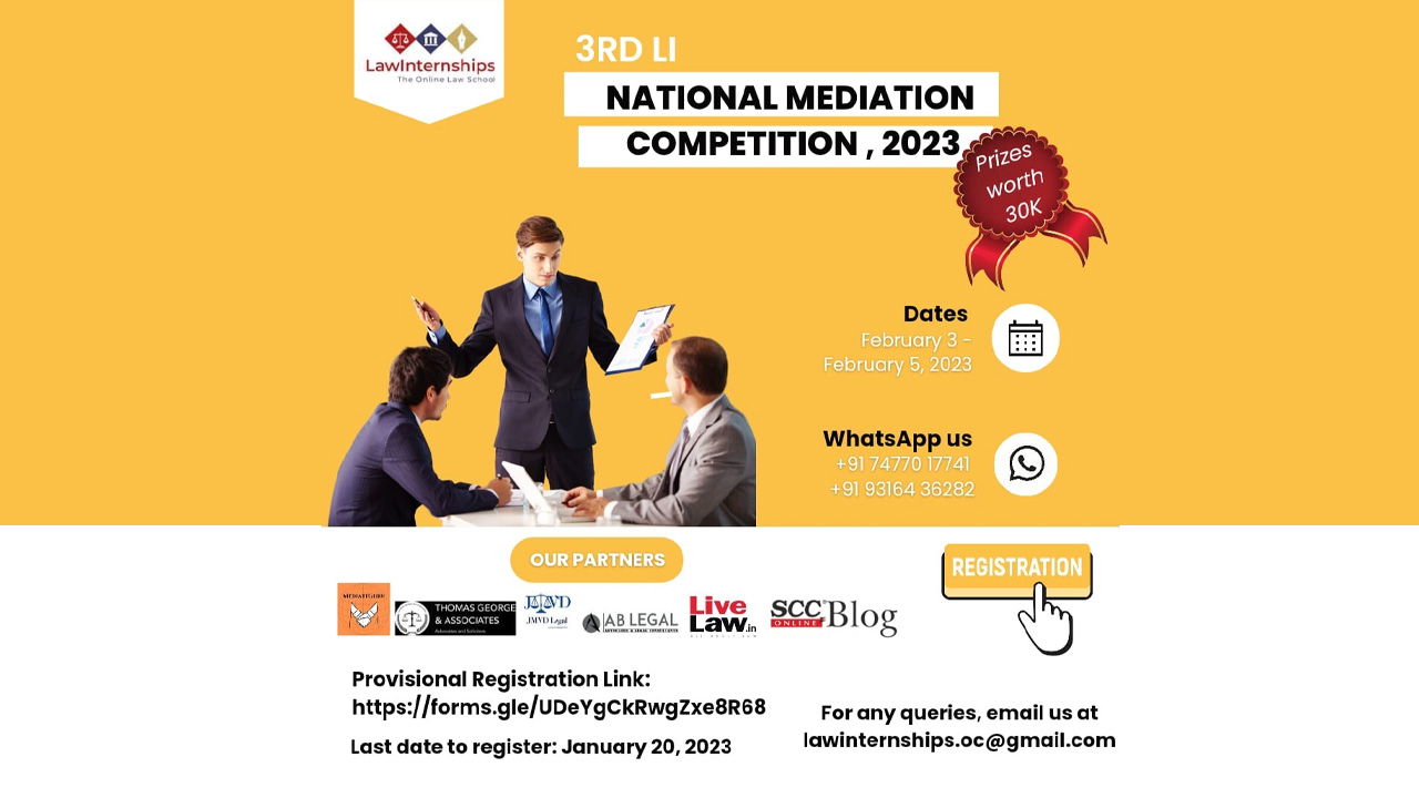 3rd LI National Mediation Competition, 2023 [3rd-5th Feb]