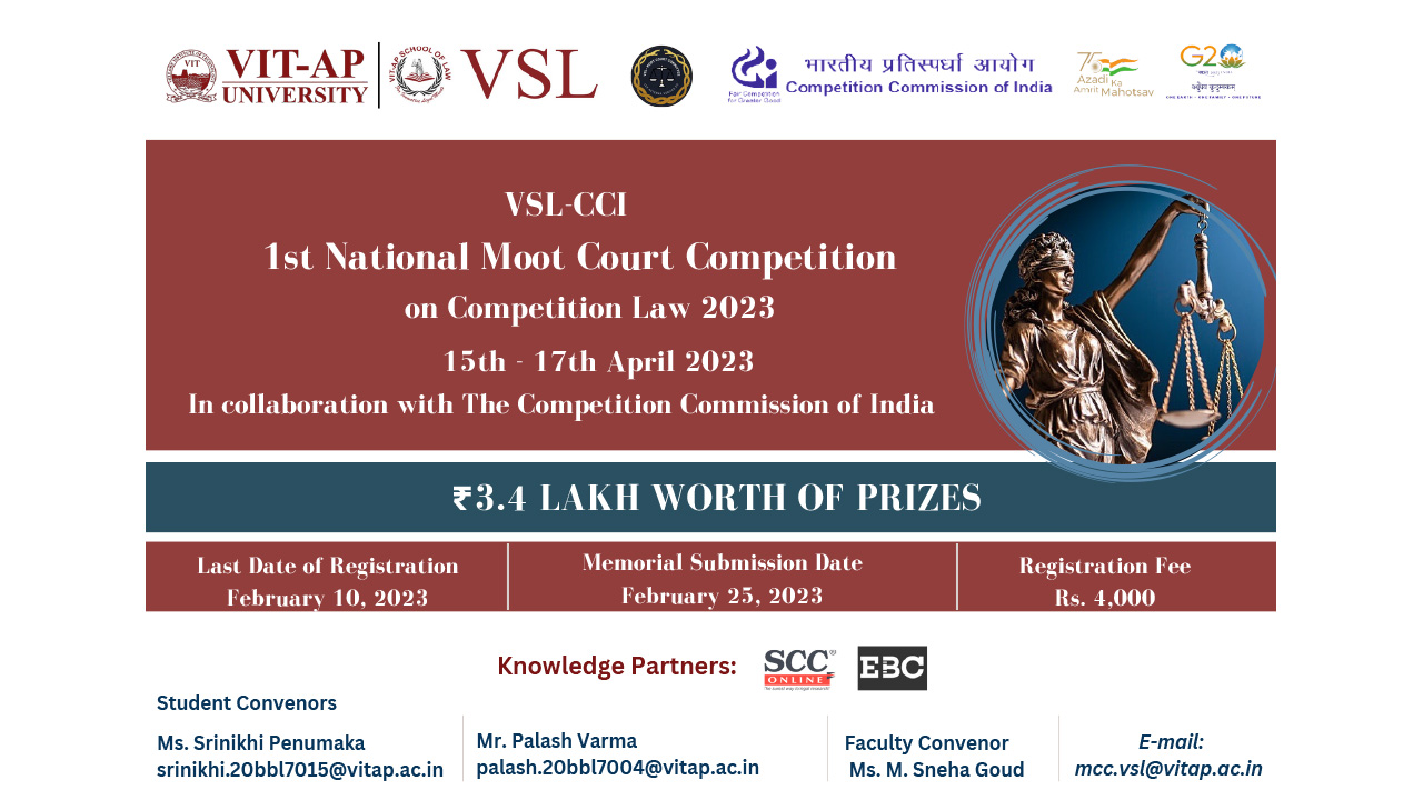 VSL-CCI 1st National Moot Court Competition on Competition Law [15th -17th April 2023]