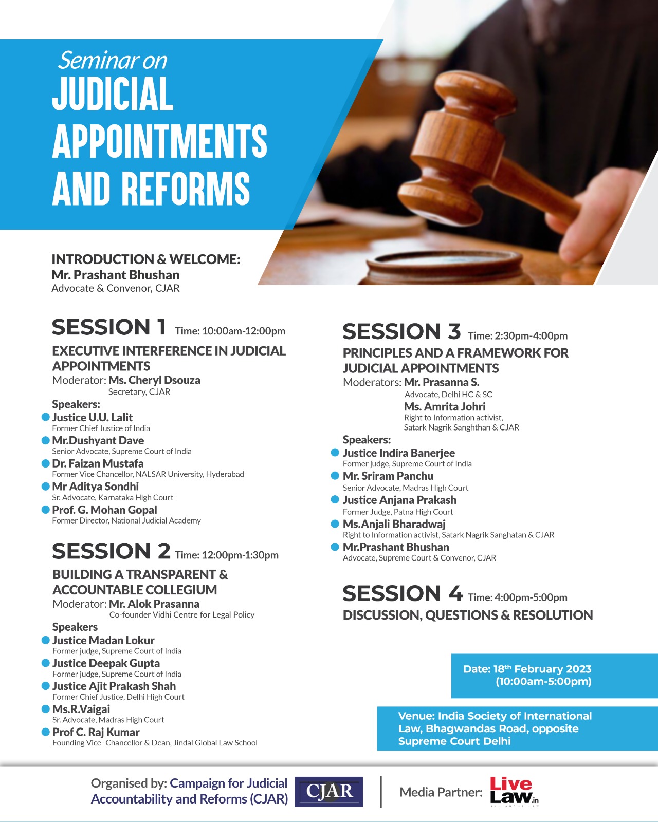 CJAR LiveLaw Seminar On Judicial Appointments And Reforms TOMORROW   458560 Judicai Appoitments 