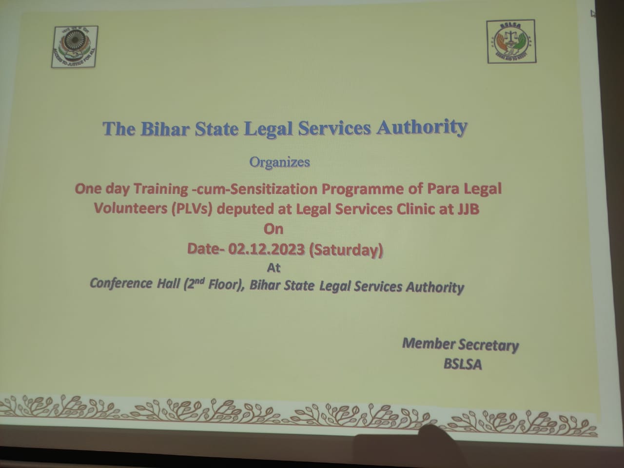 One-Day Training Cum Sensitization Program For Para Legal Volunteers Organised By BSLSA At Juvenile Justice Boards In Bihar