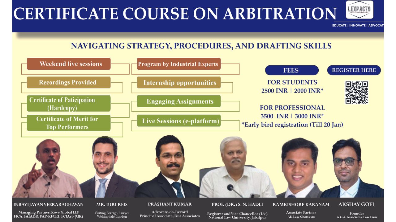 LexPacto: Certificate Course On Arbitration Navigating Strategy, Procedures And Drafting Skills