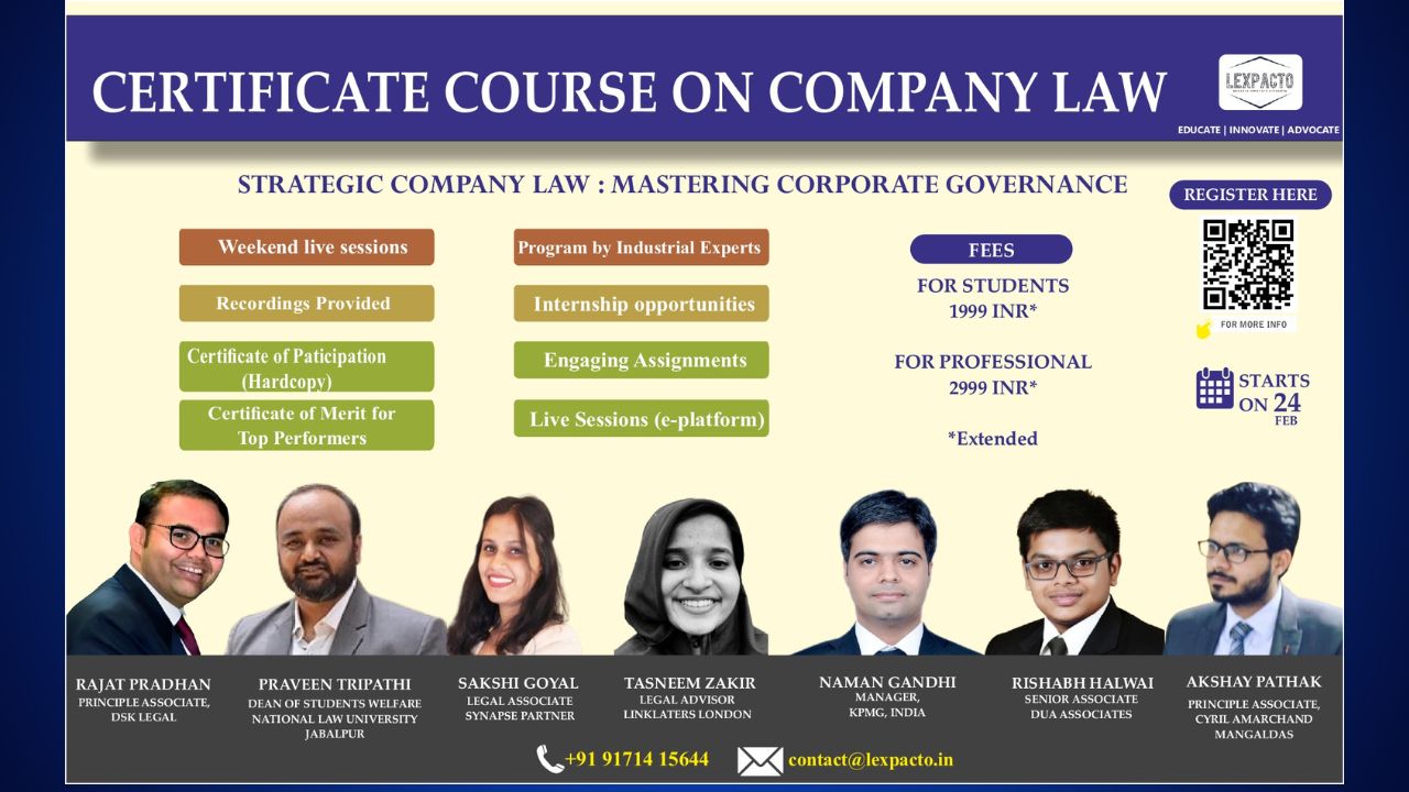 Lex Pacto, Certificate Course, Company Law, Corporate Governance