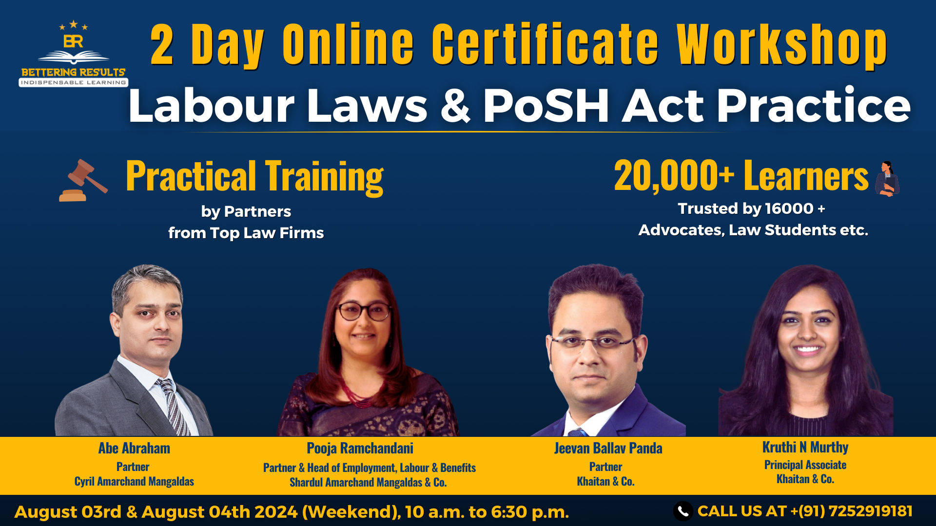 [Advt.] Certificate Workshop On Labour Laws & POSH Act Practice Delivered By Leading Lawyers At Bettering Results: Enroll Now!