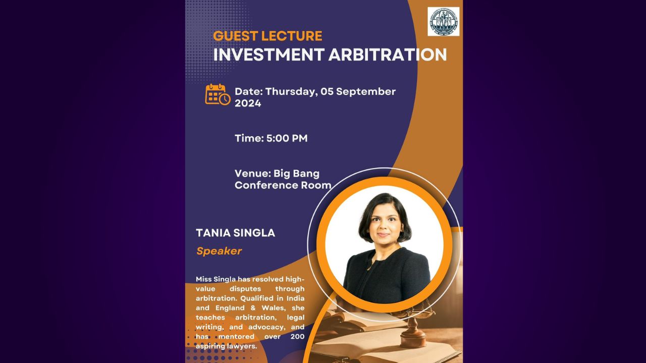 Jindal Society Of International Law: Guest Lecture On 'Investment Arbitration And Its Practical Aspects'