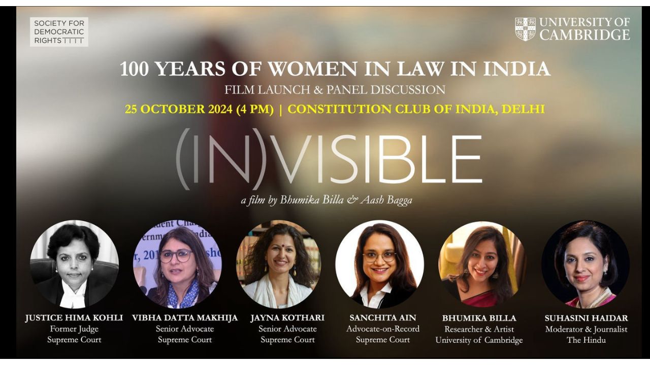 Celebrating 100 Years Of Women In Law In India: Film Launch & Panel Discussion [25th October]