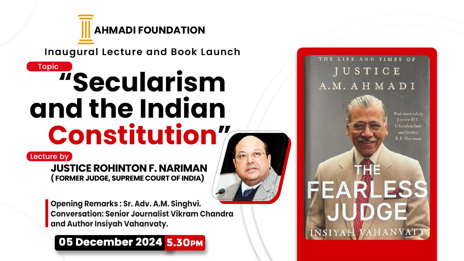 [LIVE NOW] Justice Ahmadi Memorial Lecture By Justice Rohinton Nariman On 'Secularism And Indian Constitution