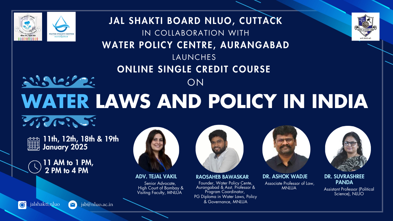 [Advt.] NLU Odisha: Online Single Credit Course On Water Laws And Policy In India