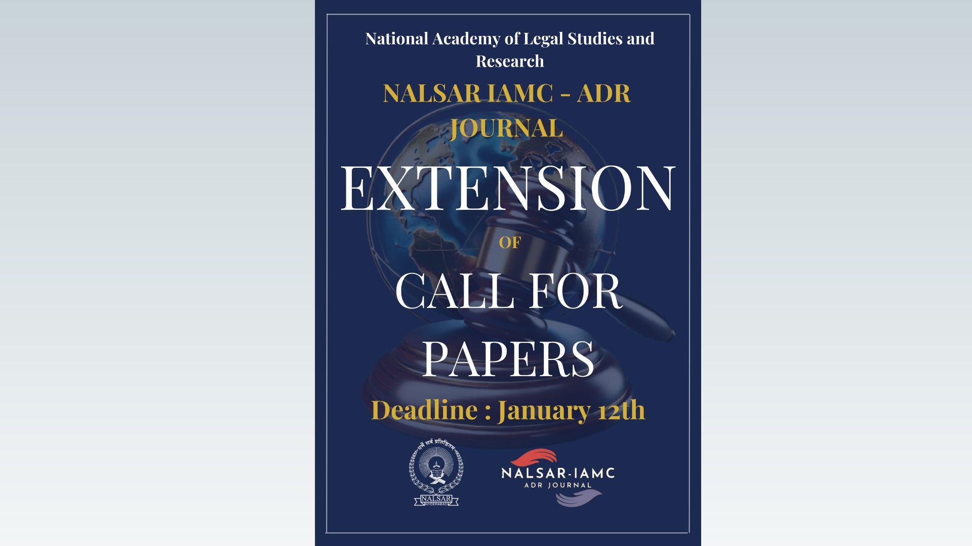 Call For Submissions: NALSAR-IAMC ADR Journal [Submit By 12th January]