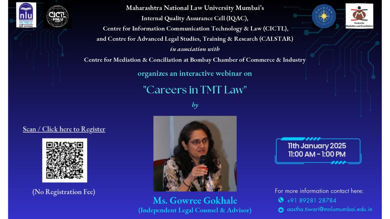 MNLU Mumbai: Interactive Webinar On 'Careers in TMT Law' [11th January]