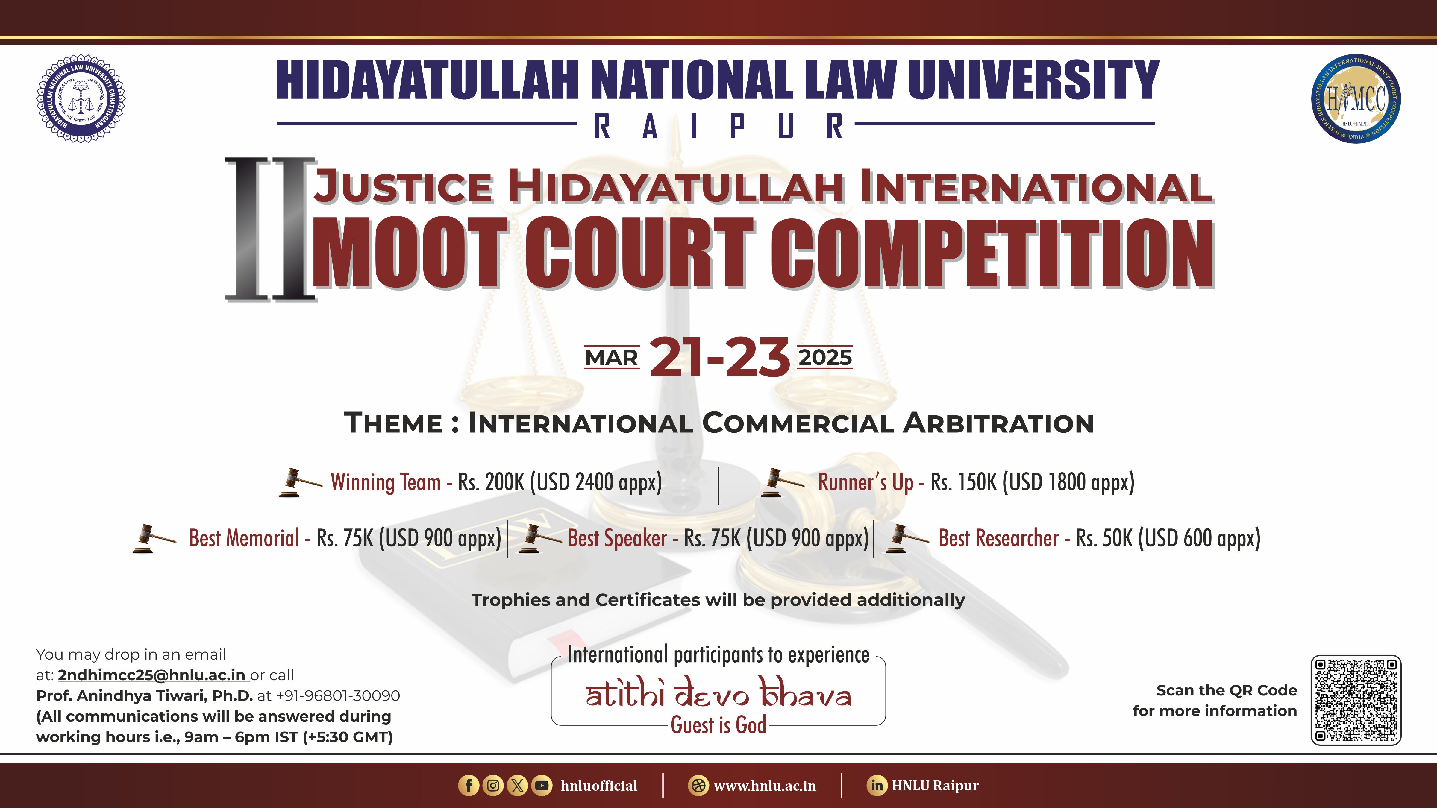 2nd Justice Hidayatullah International Moot Court Competition 2025 [21st -23rd March]